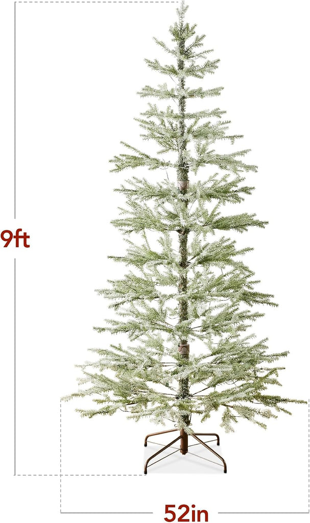 Pre-Lit Sparse Christmas Tree Artificial Flocked Pine Holiday Décor Aspen Noble Fir White & Multicolor LED