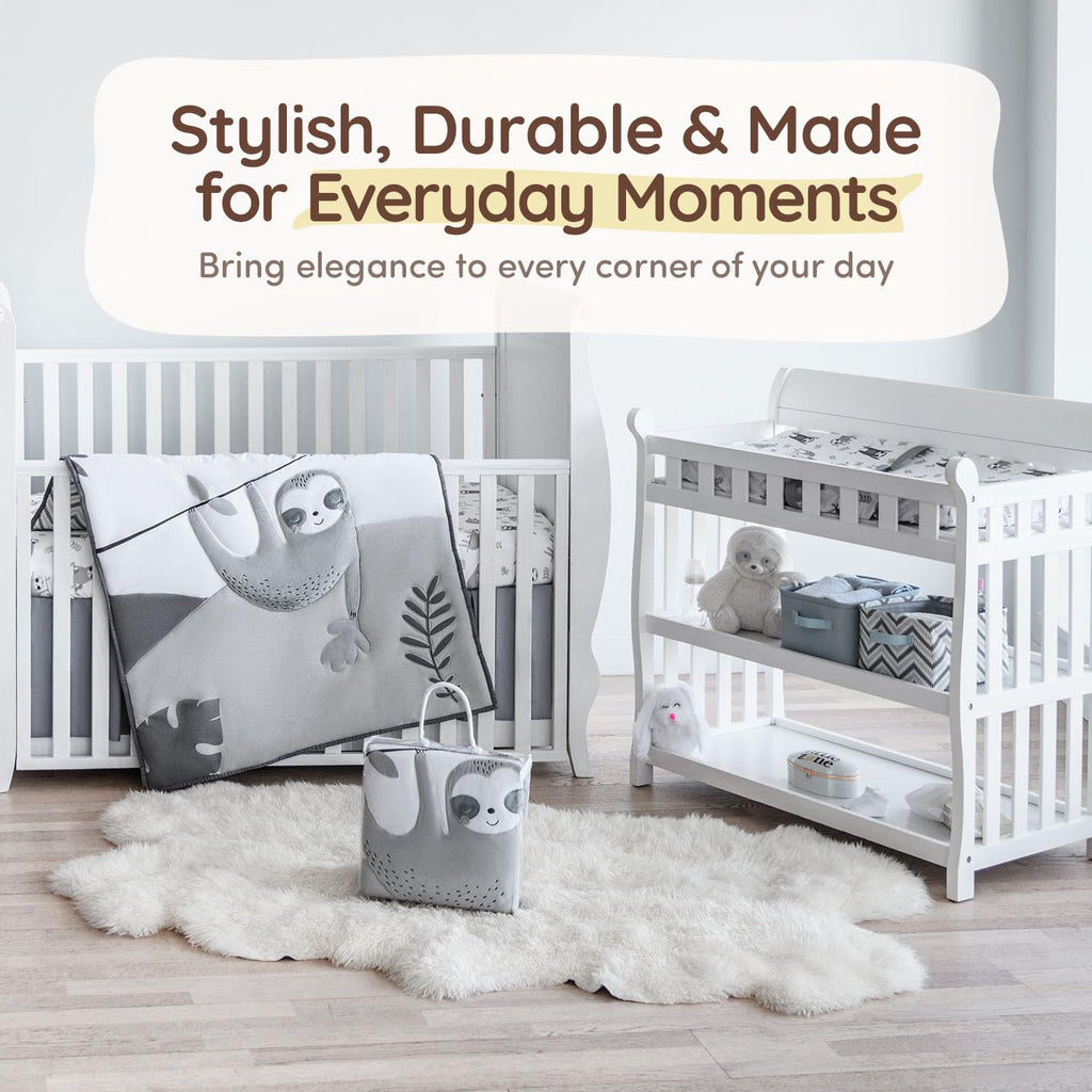 Fabric Storage Bins Cute 8"x5.2"x10" - Collapsible Neutral & Chevron Kids Baskets with Handles 2 Pack, Hamper Fabric