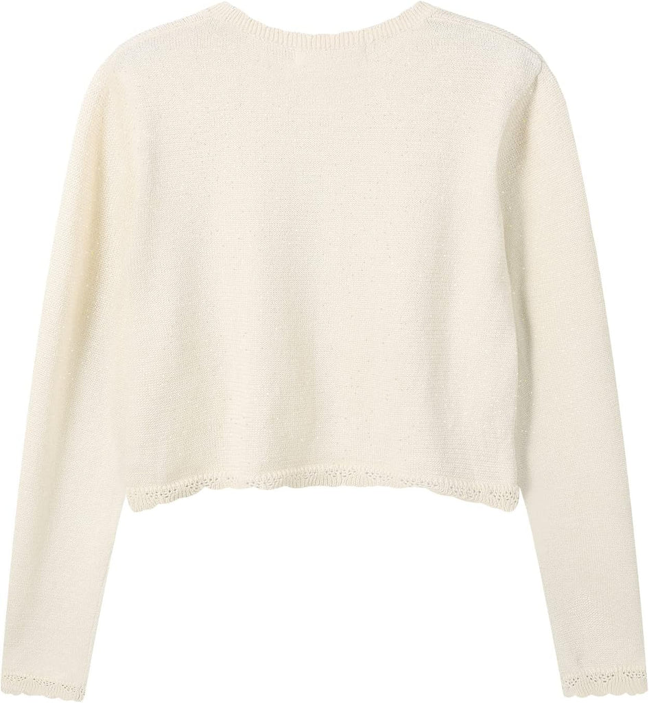 Bolero Ruffle Open Front Button Cover-Up