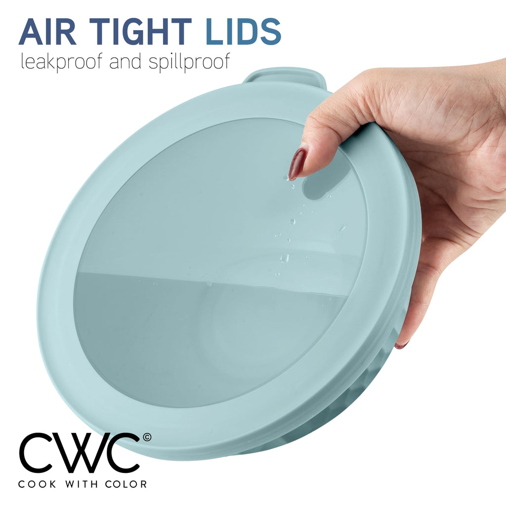Mixing Bowls with Lids - 12 Piece Plastic Nesting Bowls Set includes 6 Prep Bowls and 6 Lids, Microwave Safe Mixing