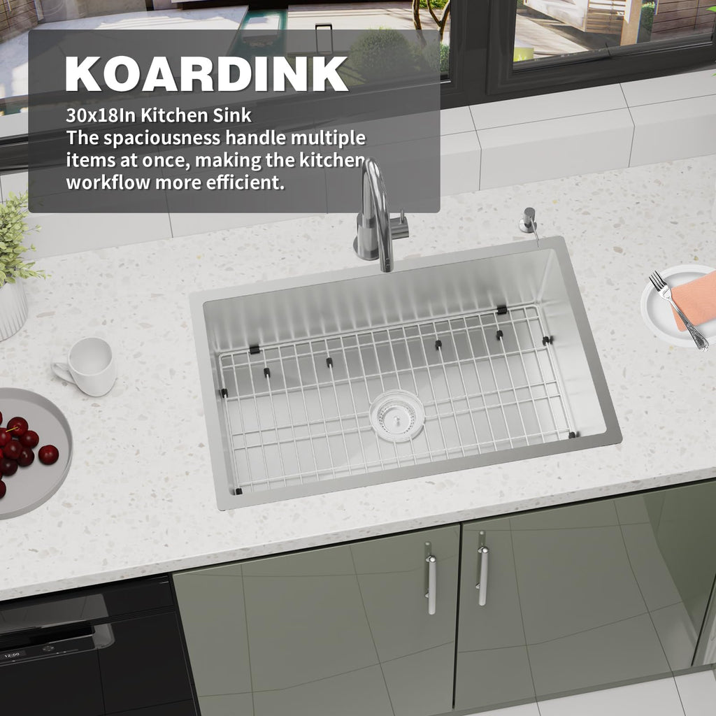 30x18 Inch Undermount, Stainless Steel, Single Bowl