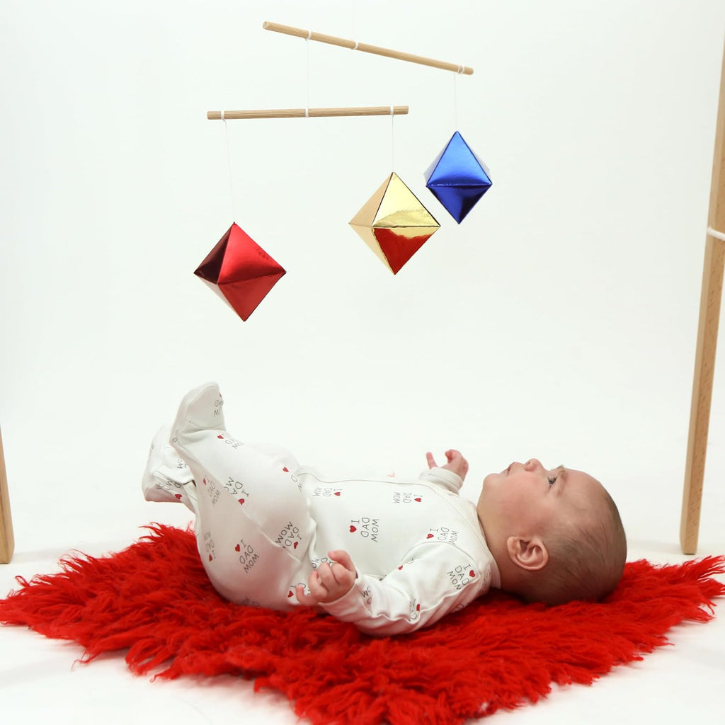 Montessori Baby Mobile Set - Piece Visual Stimulating Mobiles (Munari, Gobbi, Octahedron, Dancer, Rainbow &