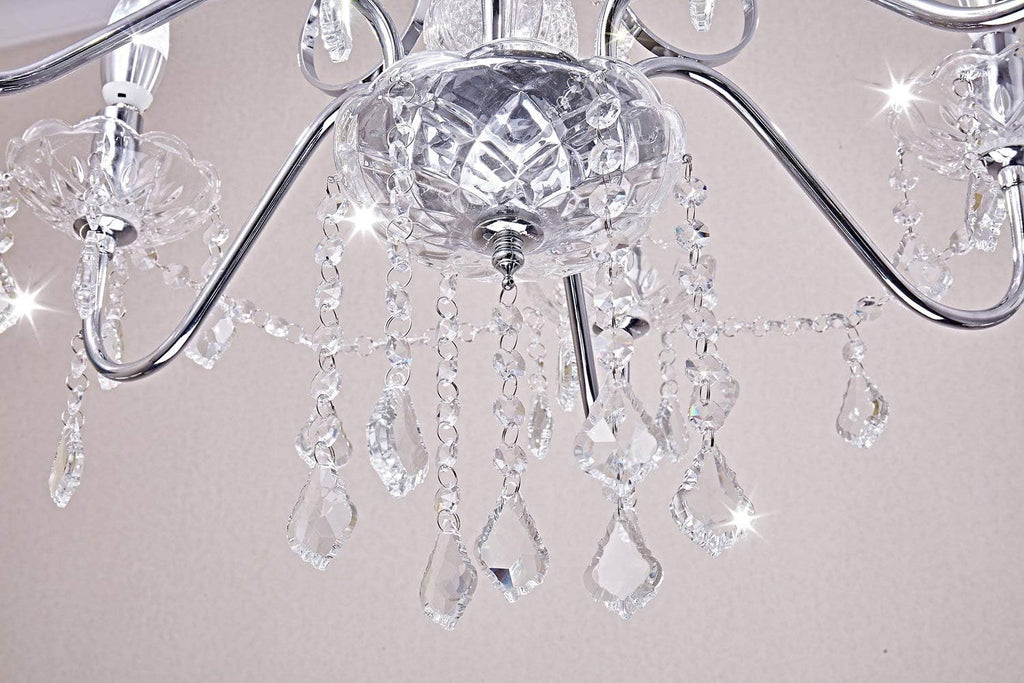 6 Light Crystal Chandelier Light Fixture Modern Chandelier Crystal Lighting, Crystal Pendant Raindrop Chandelier for Dining Room,Bedroom,Living Room,H23 x D24 A100-B075F2SBM8