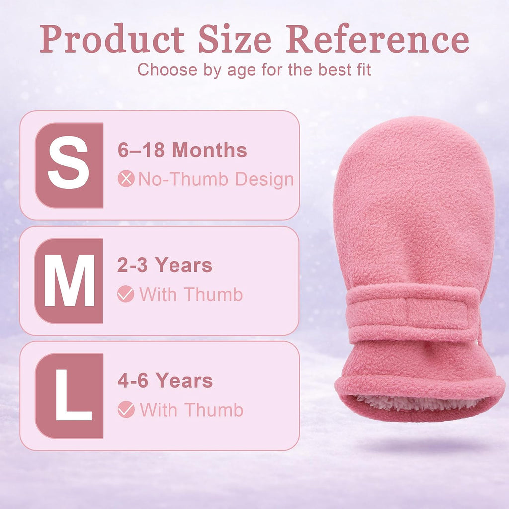 Baby Winter Mittens for Boys and Girls, Fleece Lined Warm Snow Gloves for Kids, Ideal for Cold Weather Gifts