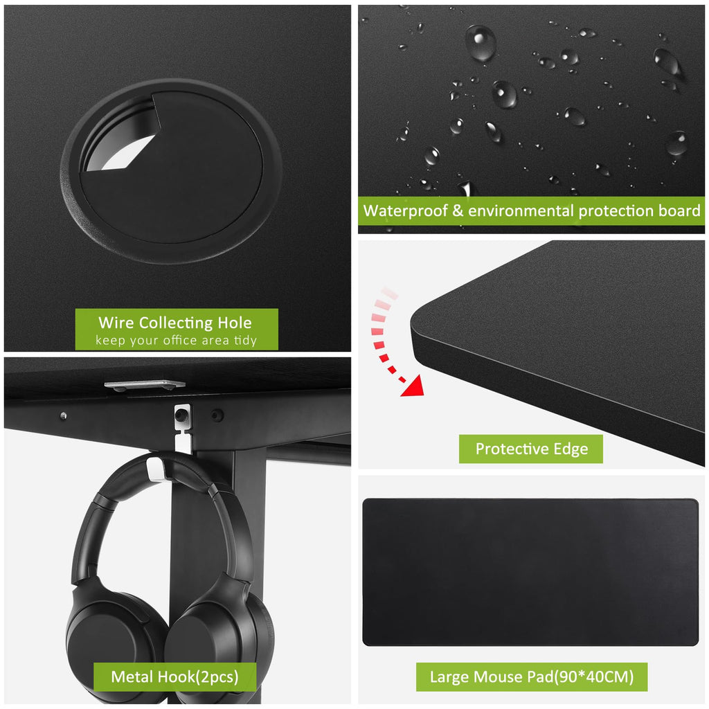 63x24 Inch Electric Standing Desk with Mouse Pad, Black