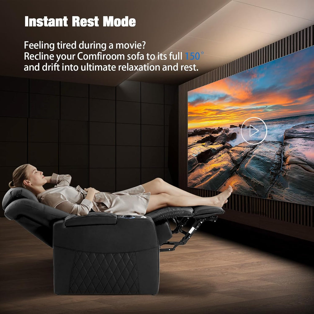 Leather Home Theater Seating Classic Series Dual Power Electric Headrest Game Seats Movie Theater Chairs Theater