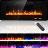 42" Ultra Thin Electric Fireplace Insert-ETL Certified, Recessed/Wall Mount, 3D Flame with Crystal