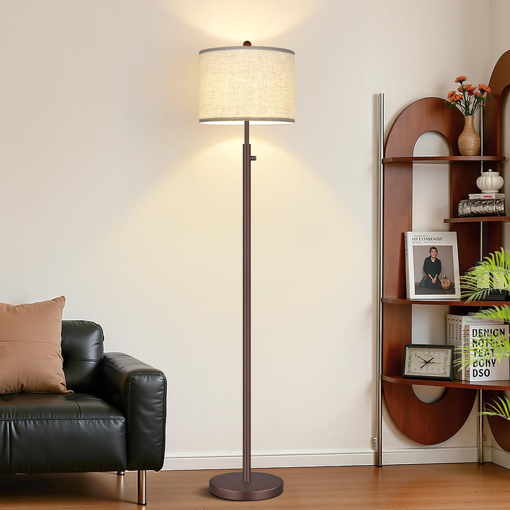 Upgraded】 Dimmable Floor Lamp, 11W LED Bulb Included, Modern Standing Lamp, Tall Pole Light with Linen Shade Reading