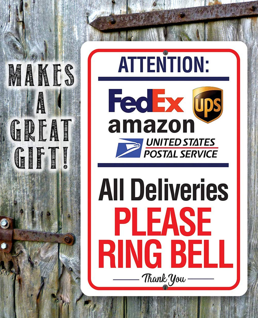 Delivery Sign for Package and Box Deliveries - Please Ring Bell Instructions - Directional Deliveries Sign, Porch