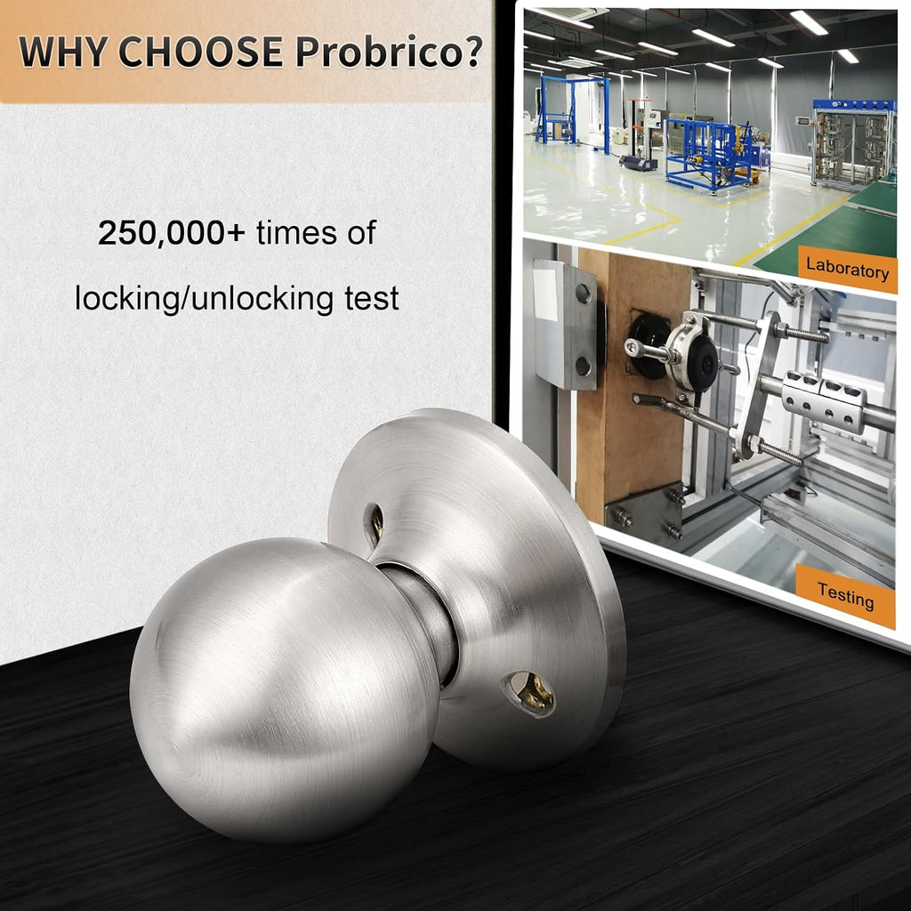 Dummy Door Knob, Single Sided Handle for Closets/French Doors/Pantry, Brushed Nickel Non-Turning Interior Push/Pull