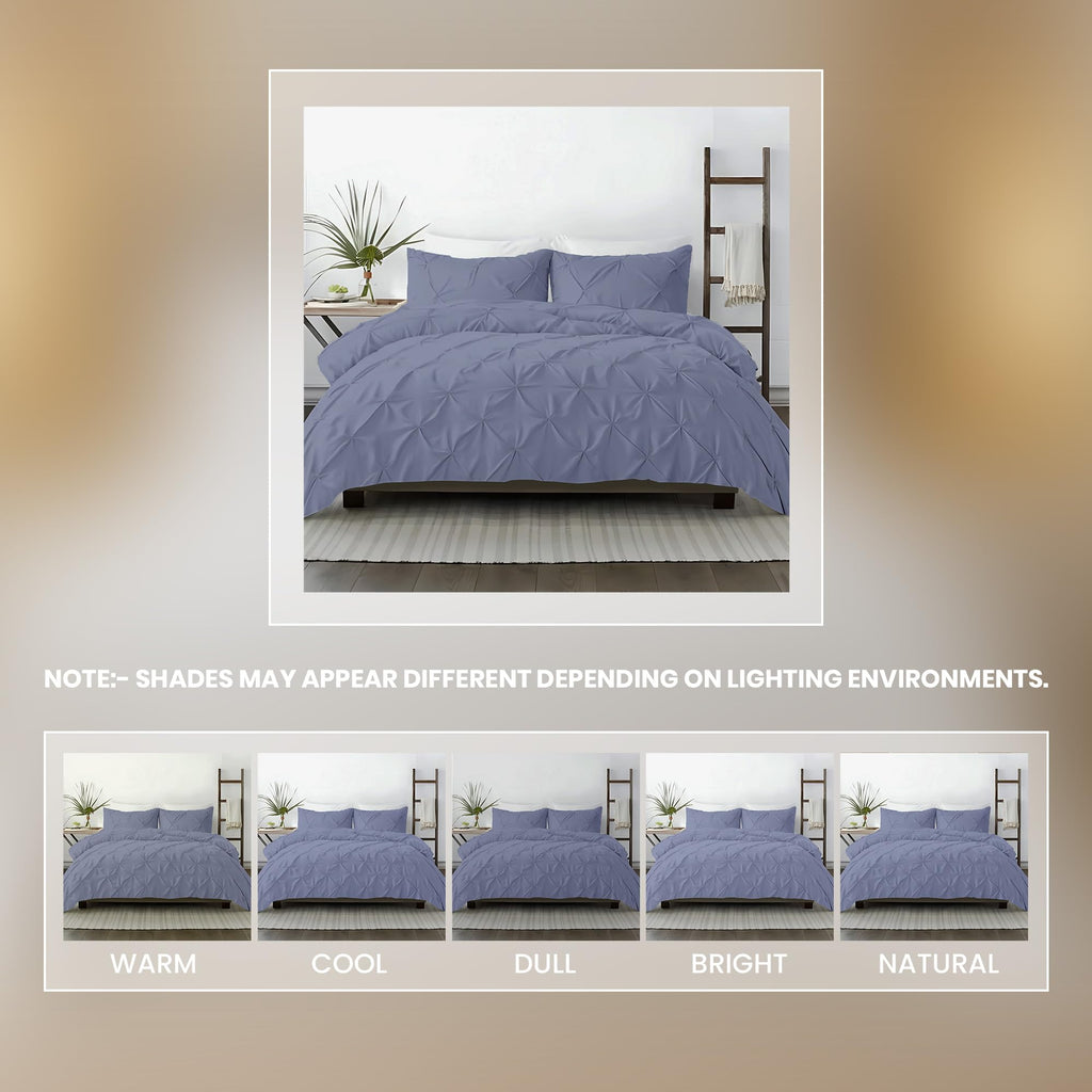 1 Pc King Size Pinch Pleated - Pintuck Duvet Cover Only- 100% Egyptian Cotton 600 TC Decorative Comforter