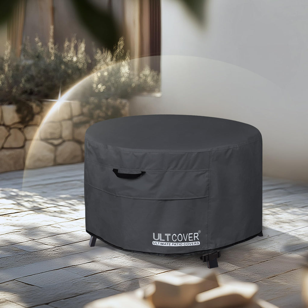 Waterproof Round Patio Fire Pit Table Cover 32 inch, Black