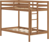 Bear Twin Over Twin Bunk Bed, Sturdy Bunk Bed Frame for Kids, Plywood Bunk with Ladder, Guardrail, and Slats