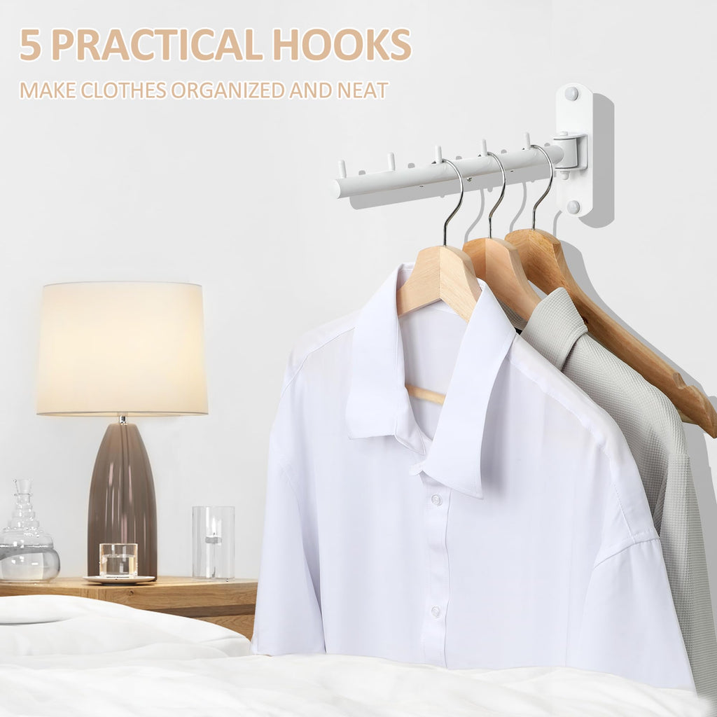 Swing Clothes Hanger Rack, Garment Racks 9.45" Long, White-2Pack