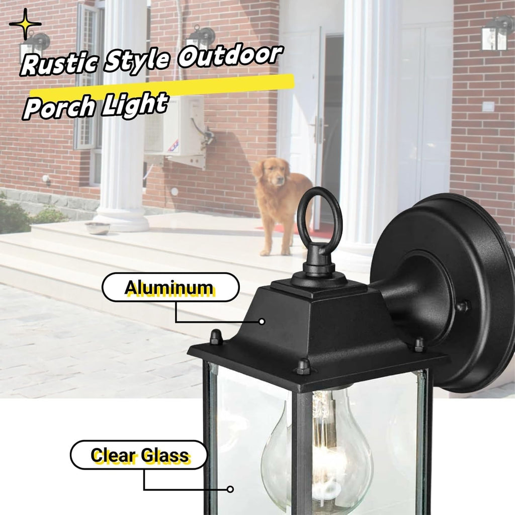 4 Packs Outdoor Wall Lantern, Black Exterior Waterproof Wall Sconce, Aluminum Housing Plus Glass, Wet Location