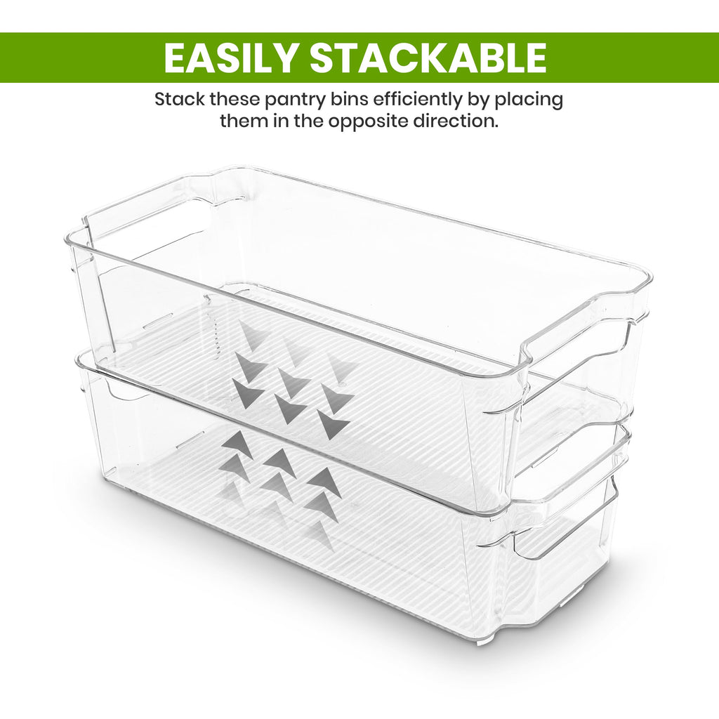 Plastic Stackable Storage Bins for Fridge, 8 Pack, Clear