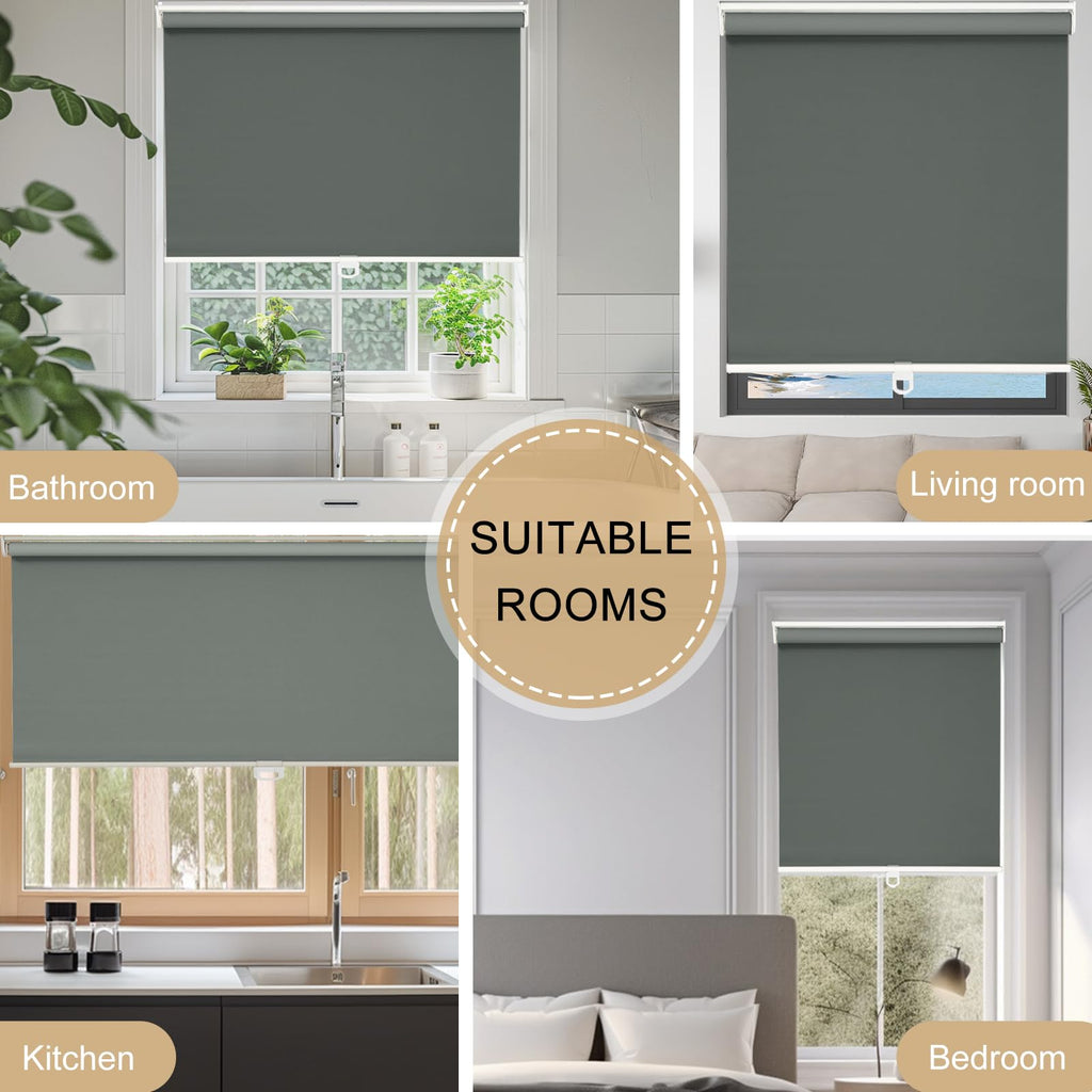 Blackout Roller Shades for Indoor Windows, Cordless Roller Blinds, Free-Stop Roll Up Shades with Thermal Insulated, Uv