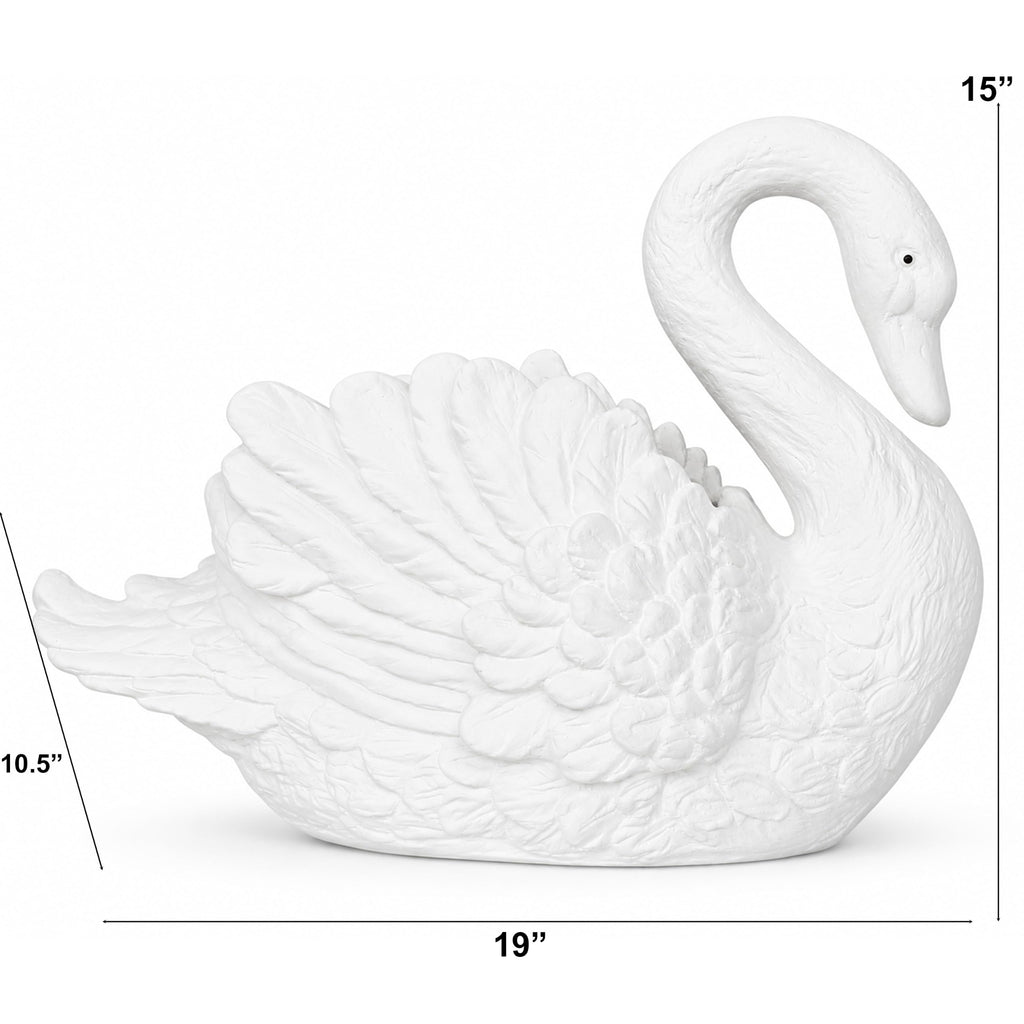 Swan Cast Stone Planter Garden Decor - White