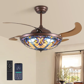 52" Tiffany Ceiling Fan with Light Stained Glass Fandelier with Tiffany Light 52 inch Vintage Stained Glass Ceiling