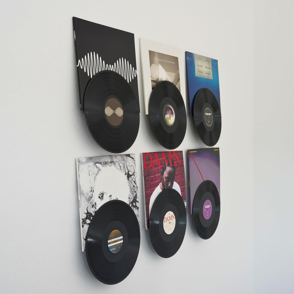 Adhesive Vinyl Wall Mount (16-Pack) - Dual Display Album and Disc, Strong Hold Record Holder Wall, Record-Safe Easy