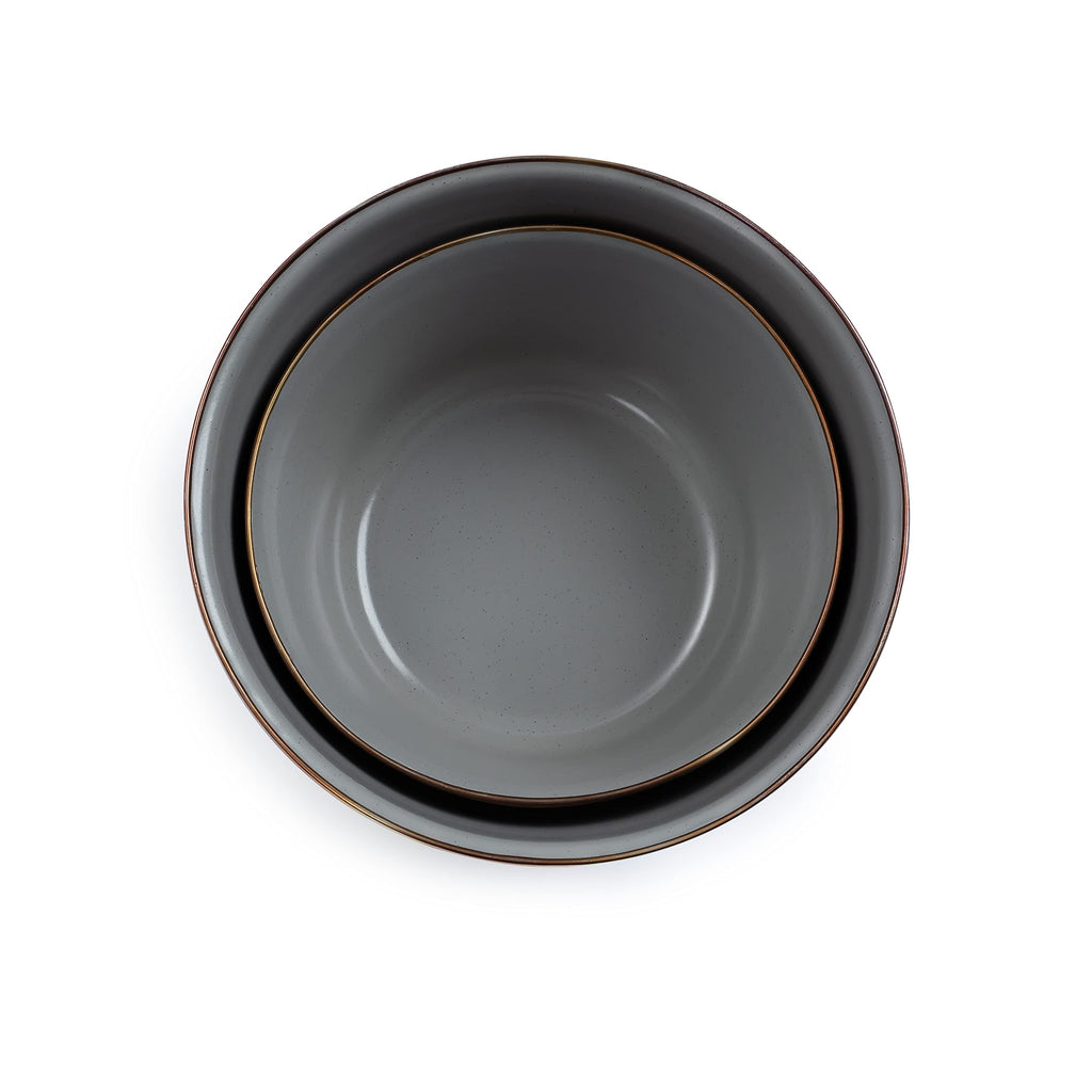 Enamel Mixing Bowl Set - Mixing Bowls, Salad Bowls, and Serving Bowls - Camping Dishes and Kitchen Essentials (Slate