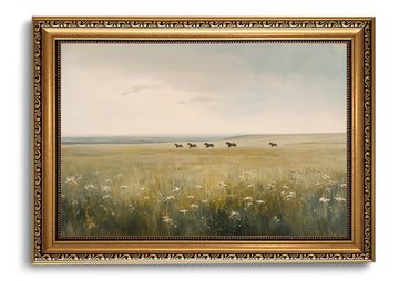 Vintage Gold Framed Horse Wall Art Western Landscape Farmhouse Decor