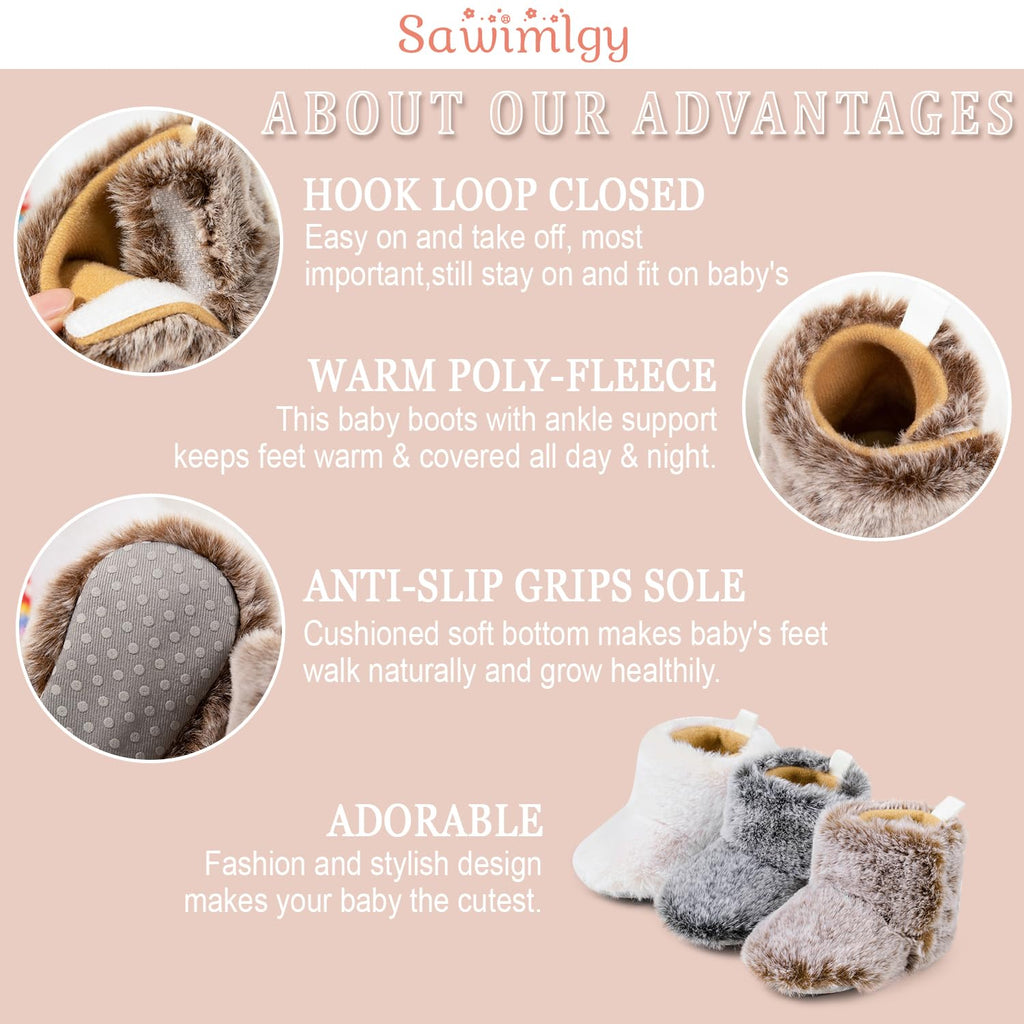 Infant Baby Boys Girls Plush Winter Snow Boots