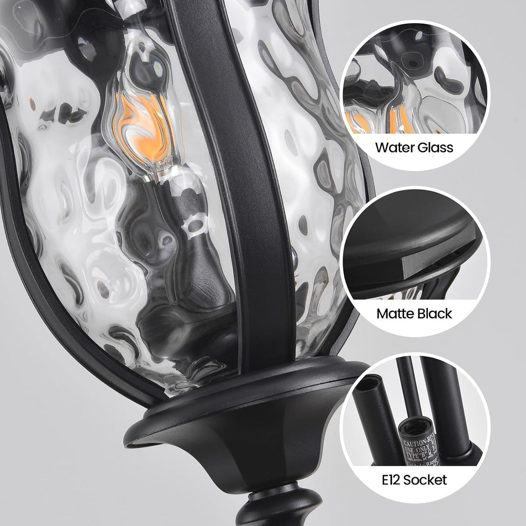 Large Outdoor Pendant Light Fixtures, 23.6'' Exterior Hanging Lantern Porch Light Adjustable