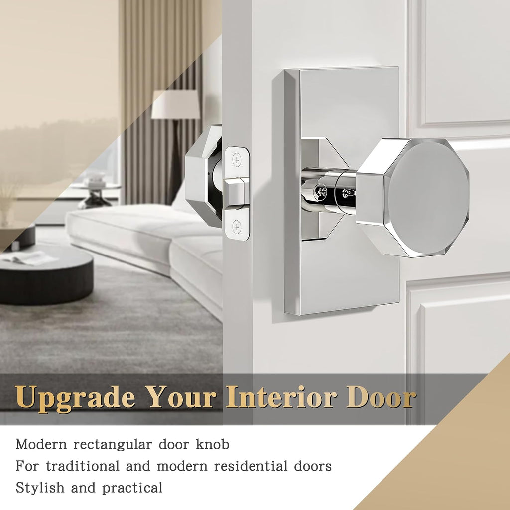 Polished Chrome Interior Door Knob Passage Door Handles for Hall and Closet