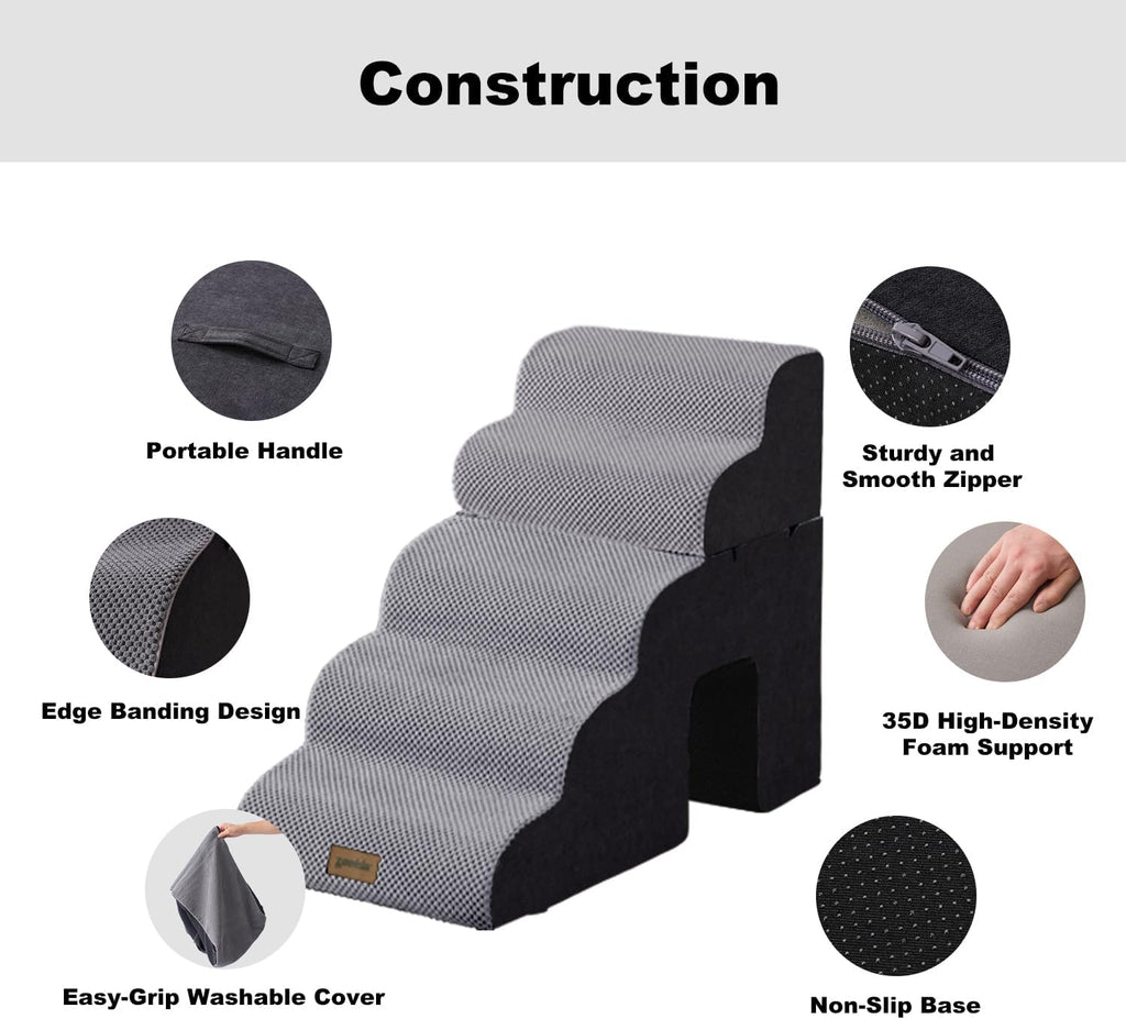 Dog Ramp for Large Dogs with Tunnel, 24" H 5 Steps for High Bed