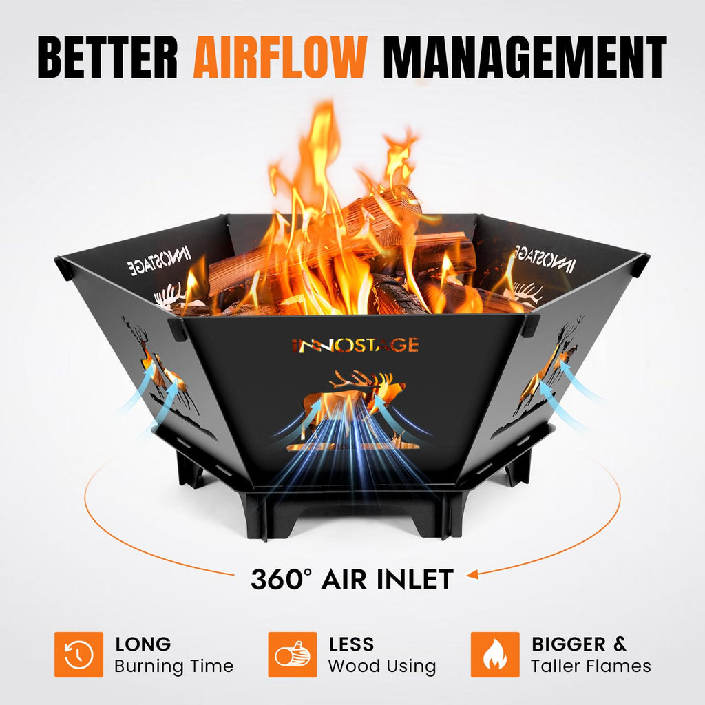 37Inch Collapsible Fire Pit for Camping with Tote Bag