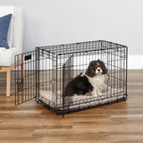 30-Inch iCrate for Medium Breeds, 21-40 lbs, Double Door Folding Dog Crate with Divider Panel