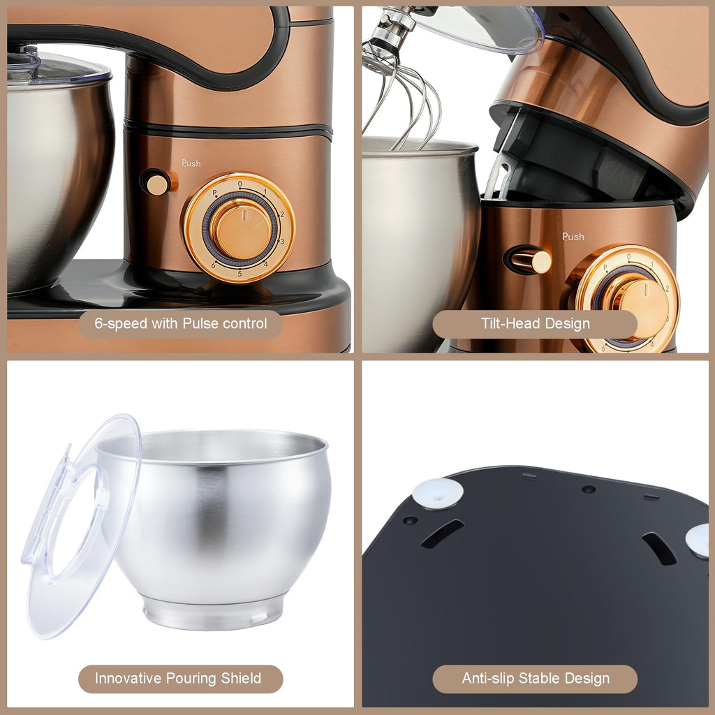 Stainless Steel 6-Speed 7.4QT Stand Mixer, Rose Gold