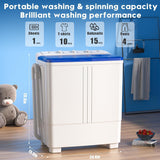 Portable Washer and Dryer Combo, 20 Lbs Twin Tub Washing Machine, 1.5 Cu.Ft Compact Clothes Dryer, Portable Washing