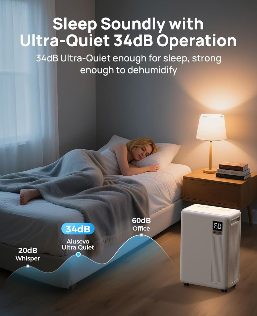 30 Pint Dehumidifier for Basement, 2500 Sq. Ft Dehumidifiers for Home with Drain Hose, 3 Modes, Smart Humidity Control