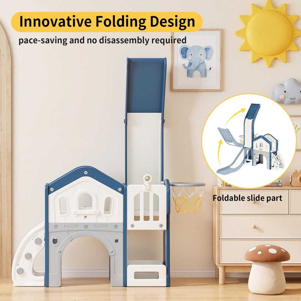 9 in 1 Toddler Slide for Toddlers 1-3 Outdoor Indoor Playset Blue