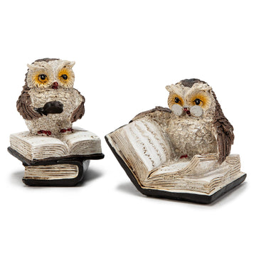 Adorable Reading Owl Statue, 2PCS Retro Resin Wise Owl Thinker Sculptures