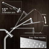 All Metal 10" Shower Head with Handheld, Luxurious Square Double Rain Shower Heads,Power Wash Wand,Dual High Pressure