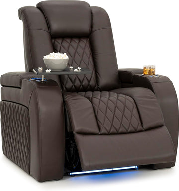 Diamante Zero-Gravity CoolZero Italian Leather Home Theater Seating, Power Headrest, Power Recline, Single Recliner