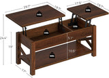 Coffee Table, 47.2" Lift Top with Hidden Compartment, 2 Way Lift Top Coffee Table with Open Shelf & X Wooded Support