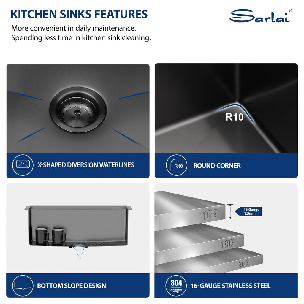 27 Undermount Kitchen Sink Black Stainless Steel 27x19 Workstataion