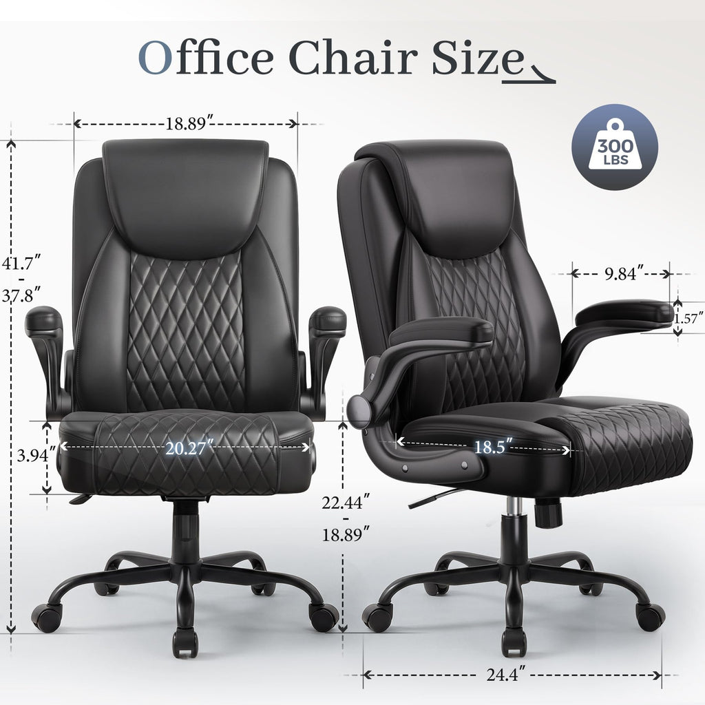 Executive Office Chair with Comfortable Lumbar Support, Ergonomic Gaming Chair with Flip-up Armrests & Zoned