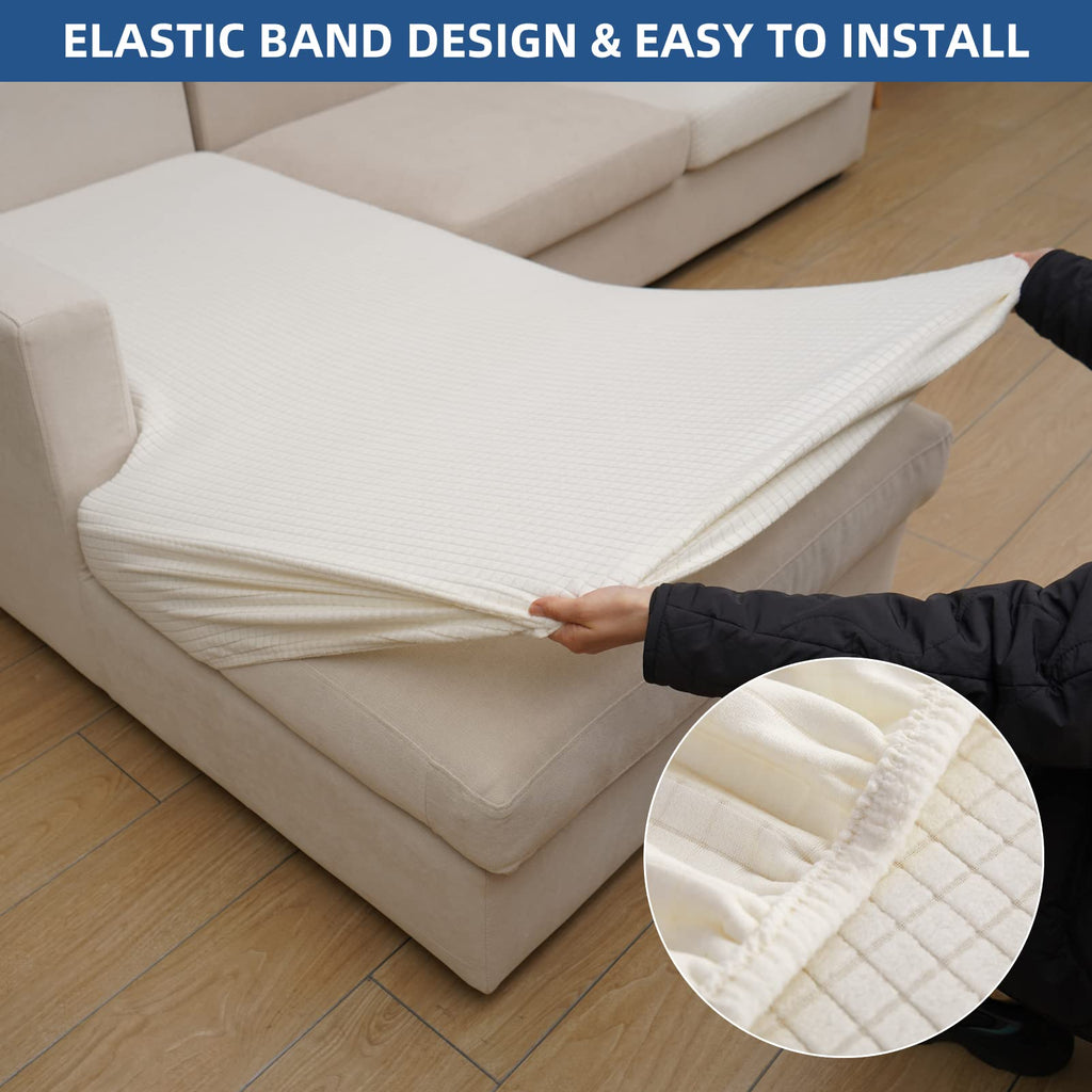 Sectional Couch Covers Chaise Cushion Cover for Sofa L Shape Chaise Lounge Magic Stretch 3 Cushion Couch Slipcover