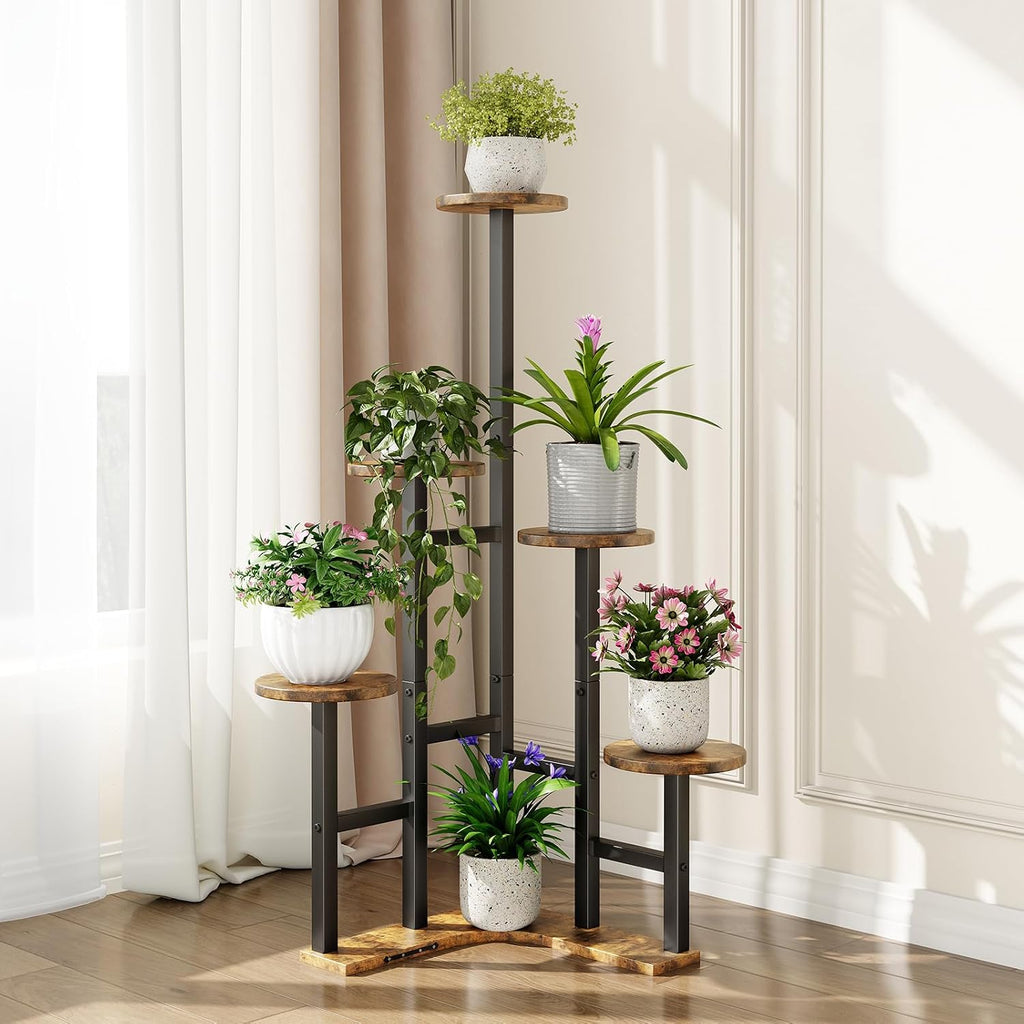 Corner Plant Stand Indoor, 6 Tiered Corner Plant Shelf Flower Stand for Multiple Plants, Plant Shelves Organizer Rack