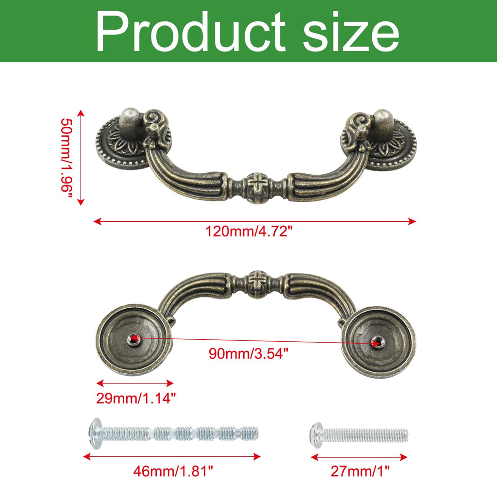 8 Pack 3.5" Hole Center Bail Pull Antique Bronze Drawer Handle