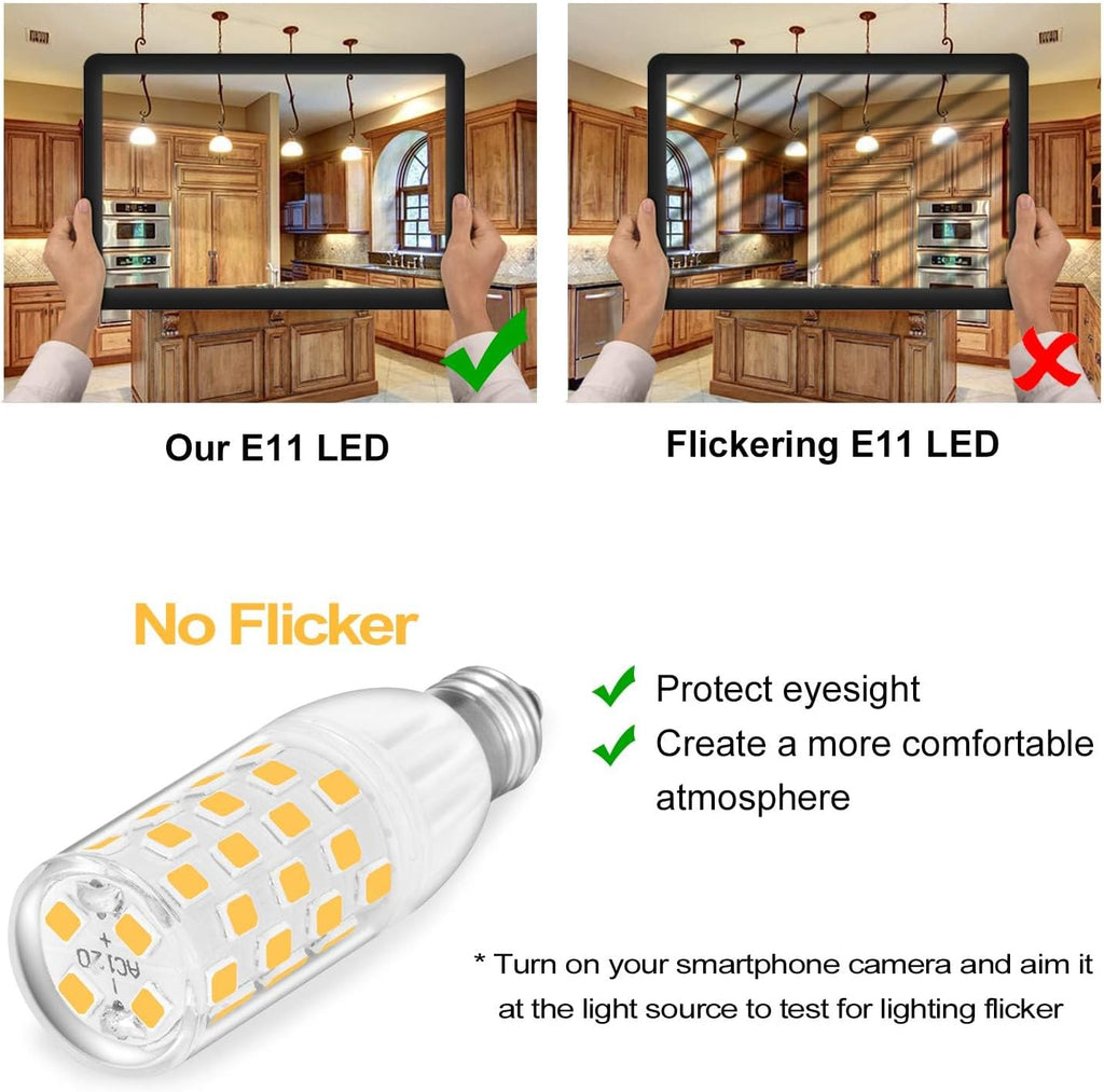 E11 LED Bulb Dimmable, 6W Equivalent 60W Halogen, 3000K Warm White, 4 Pack