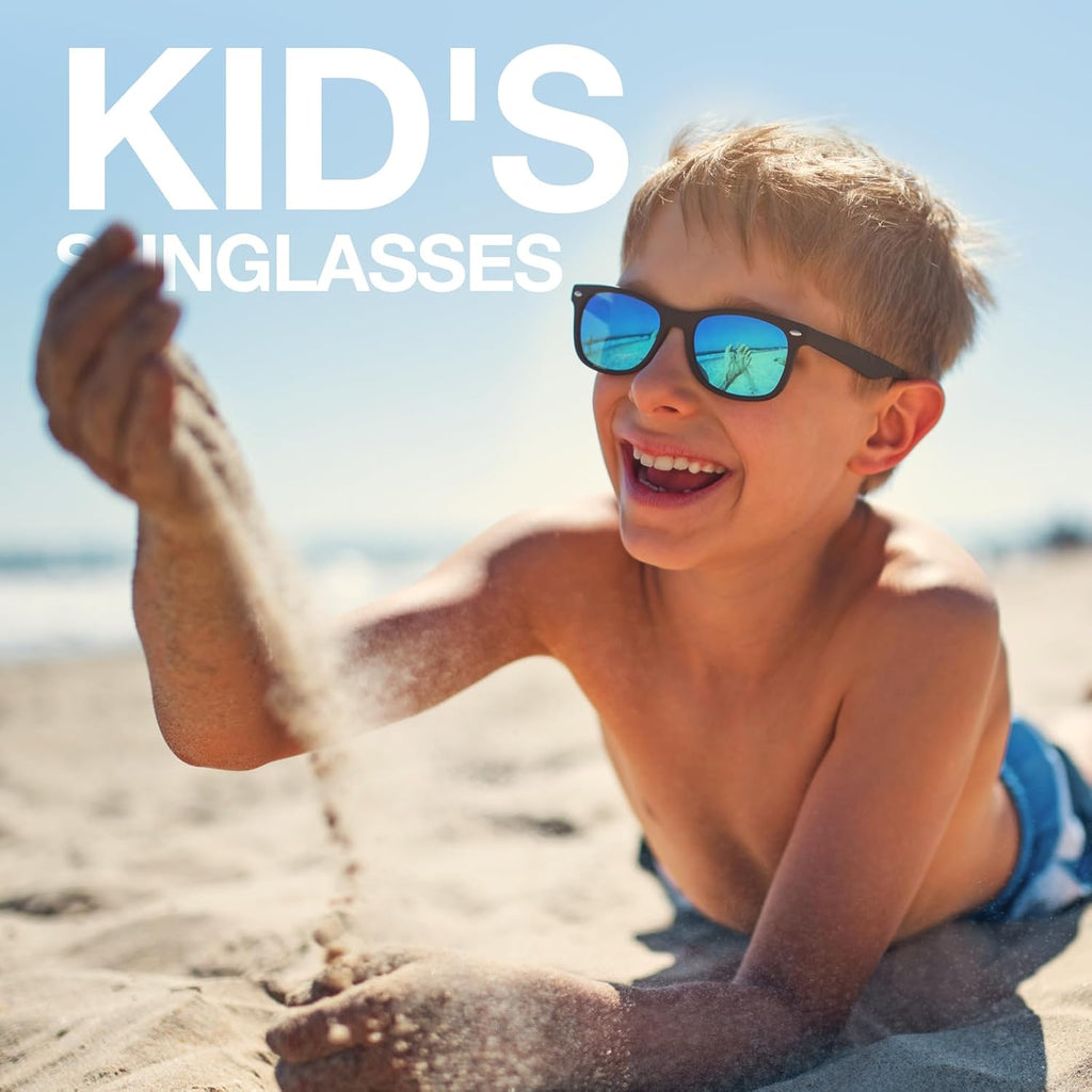 Kids Sunglasses Polarized UV400 TPE with Strap for Boys Girls RBK004