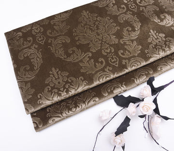 Soft Velvet Fabric By The Meter 145cm 57'' Wide, Embossing Floral Pattern Velour Material Upholstery Drapery Fabrics