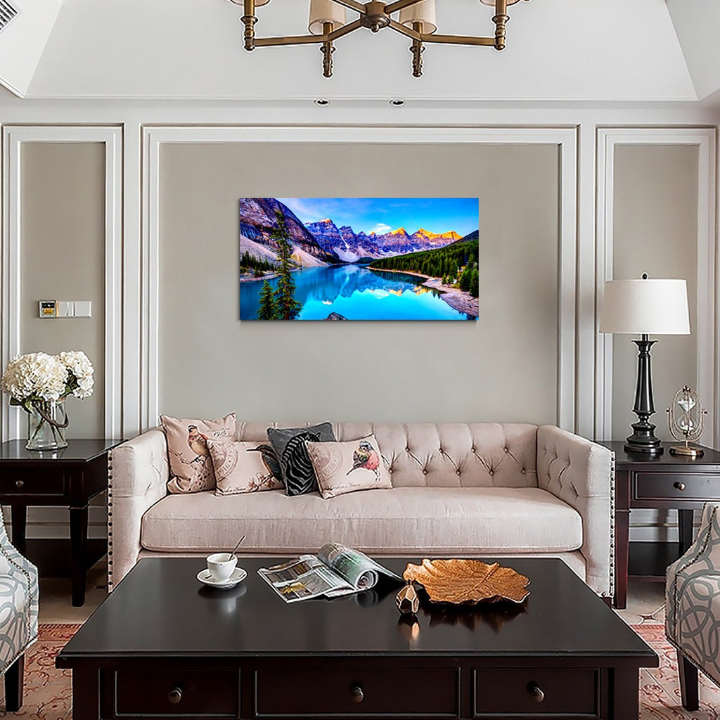 Moraine Lake Canvas Wall Art 57x28 Inches Framed Rocky Mountain Lake Wall Decor Wood Frame Waterproof HD Giclee Print