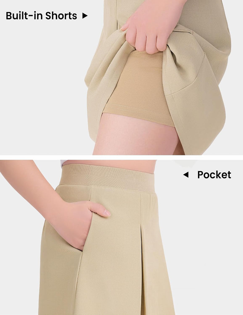 Girls School Uniform Skirts Pleated Pull-on Scooter Skorts for Kids